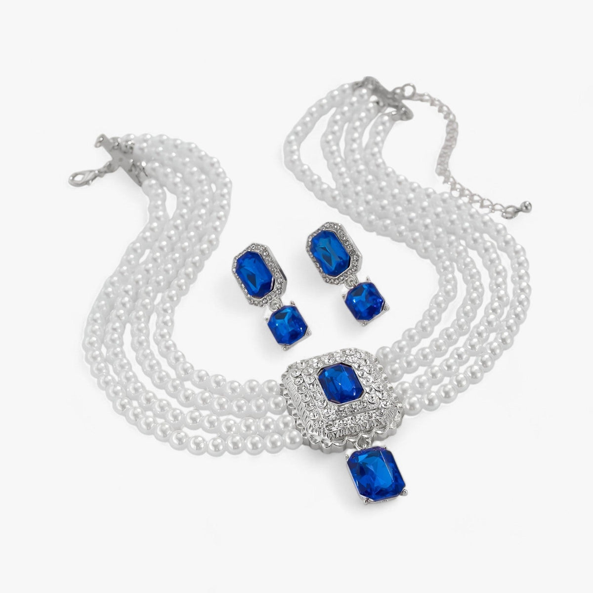 Multi-Layered Pearl Necklace and Earring Set for Occasions