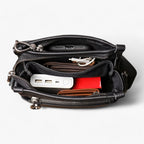 Bolso de hombro de inspiración vintage con varios compartimentos