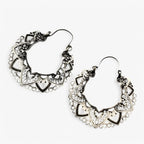 Pendientes grabados en tono plateado con acabado vintage