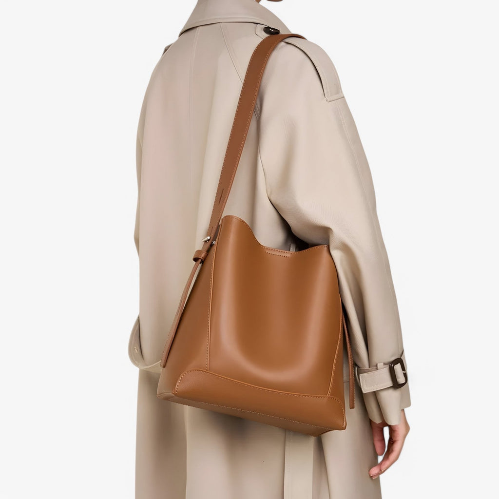 Soft Faux Leather Shoulder Bag with Spacious Main Compartment