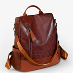 Mochila de piel sintética de aire retro con tirantes acolchados