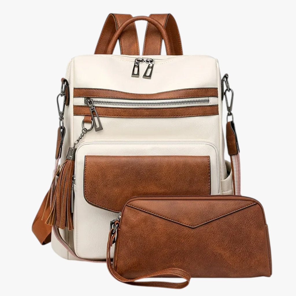 Faux Leather Backpack with Padded, Adjustable Shoulder Straps