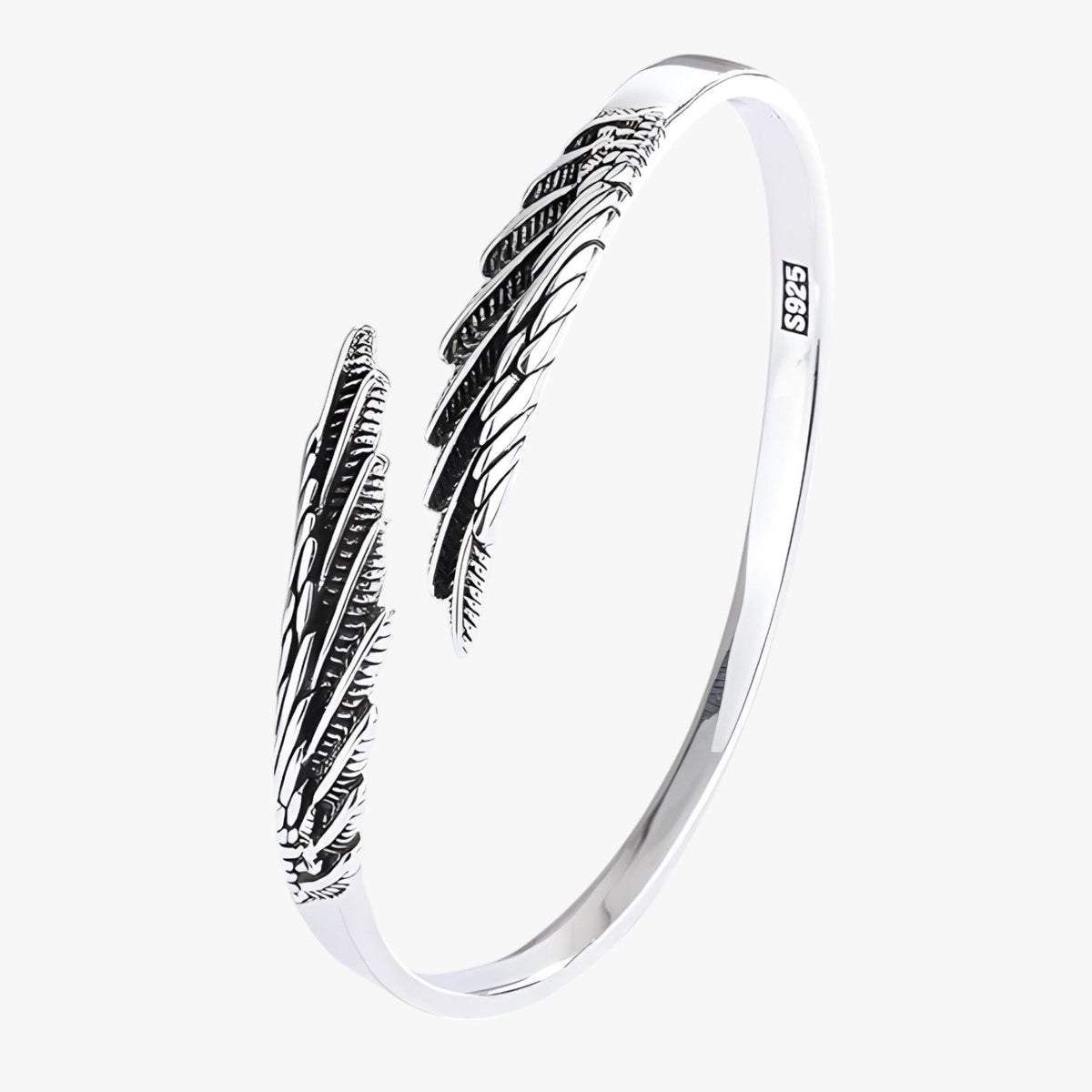 Silver-Tone Bracelet with Gold-Tone Feather Detail