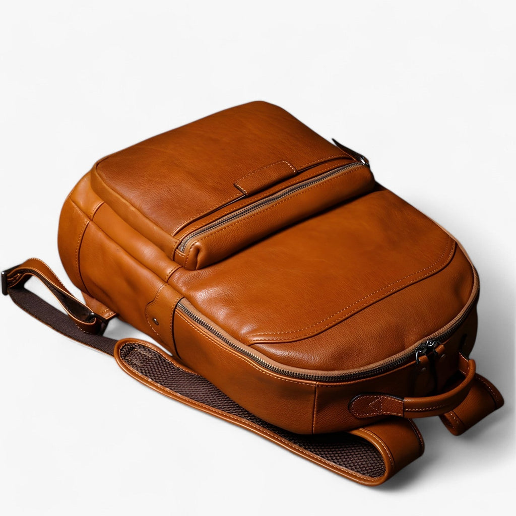 Premium Faux Leather Backpack with 16-Inch Laptop Compartment