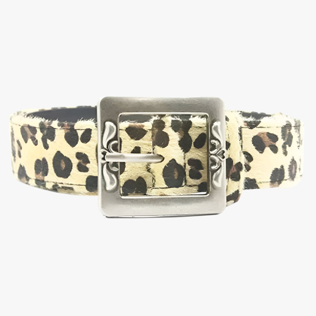 Leopard Print Belt with Punk-Style Buckle for Evening Looks