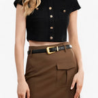 Faux Leather Buckle Belt for Casual and Formal Wear