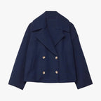 Cropped Wool Jacket with Waist-Defining Fit for Cold Days