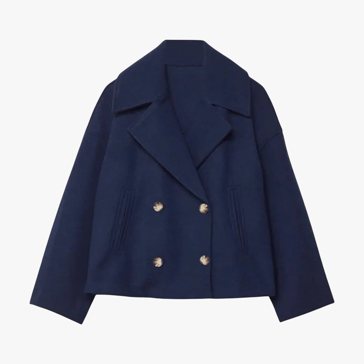Cropped Wool Jacket with Waist-Defining Fit for Cold Days
