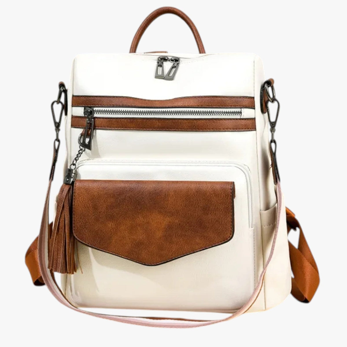 Faux Leather Backpack with Padded, Adjustable Shoulder Straps