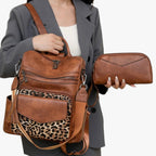 Faux Leather Backpack with Padded, Adjustable Shoulder Straps