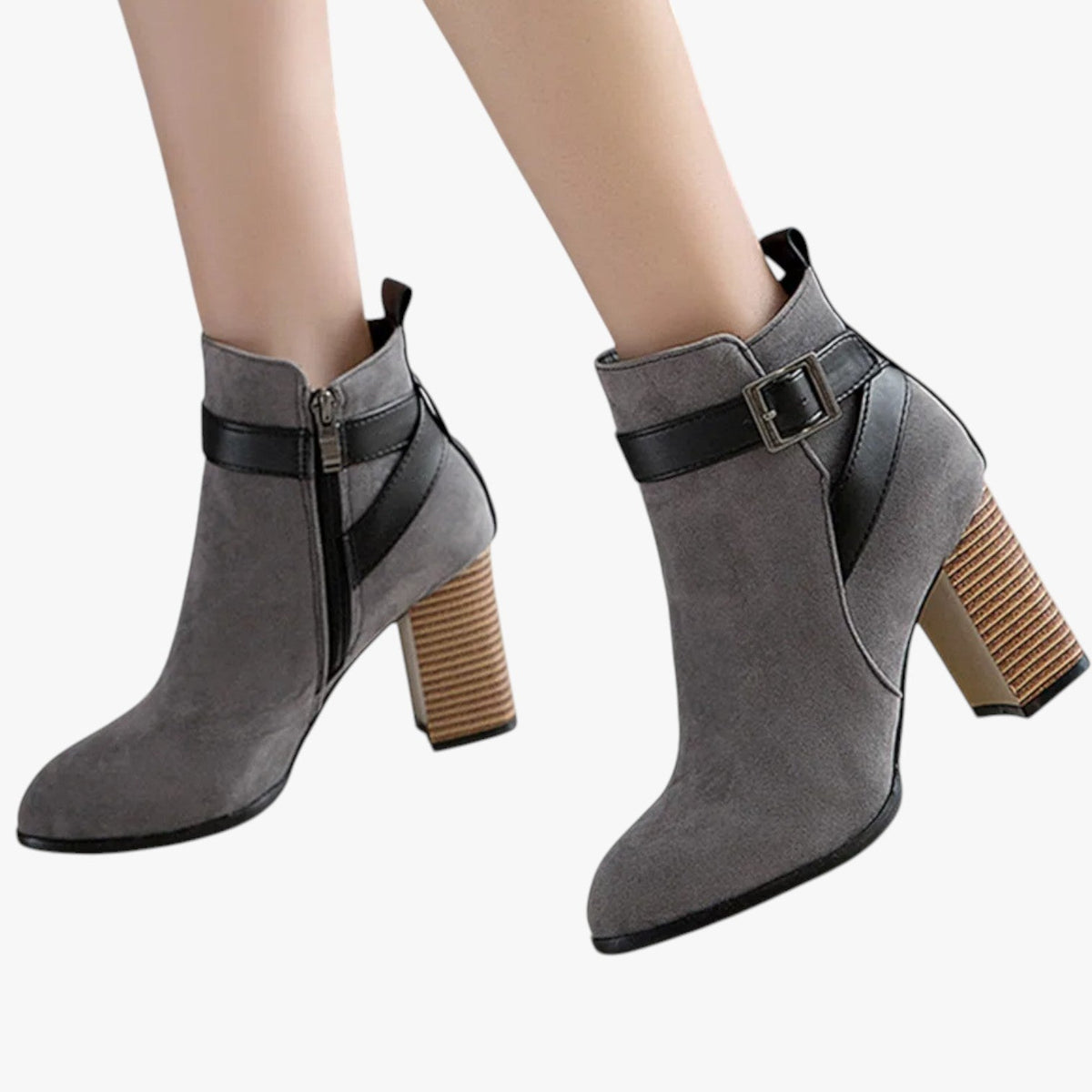 Botas altas con hebilla y cremallera lateral para otoño e invierno