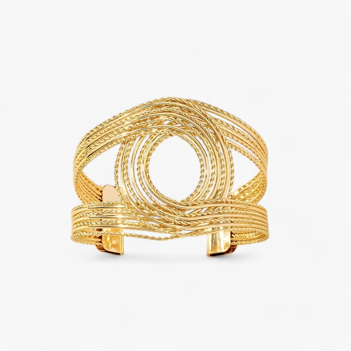 Double-Engraved Metal Bangle Bracelet, Bold Style