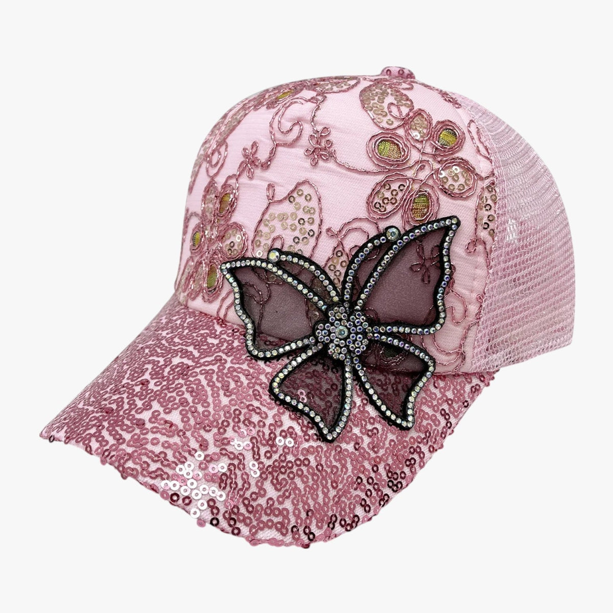 Shiny Denim Baseball Cap with Adjustable Back Strap