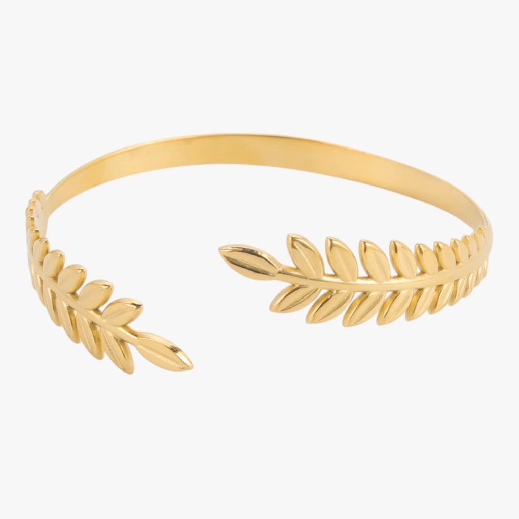 Laurel Leaf Bangle Bracelet, Boho-Inspired Design