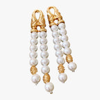 Layered Pearl Tassel Earrings with Geometric Shape