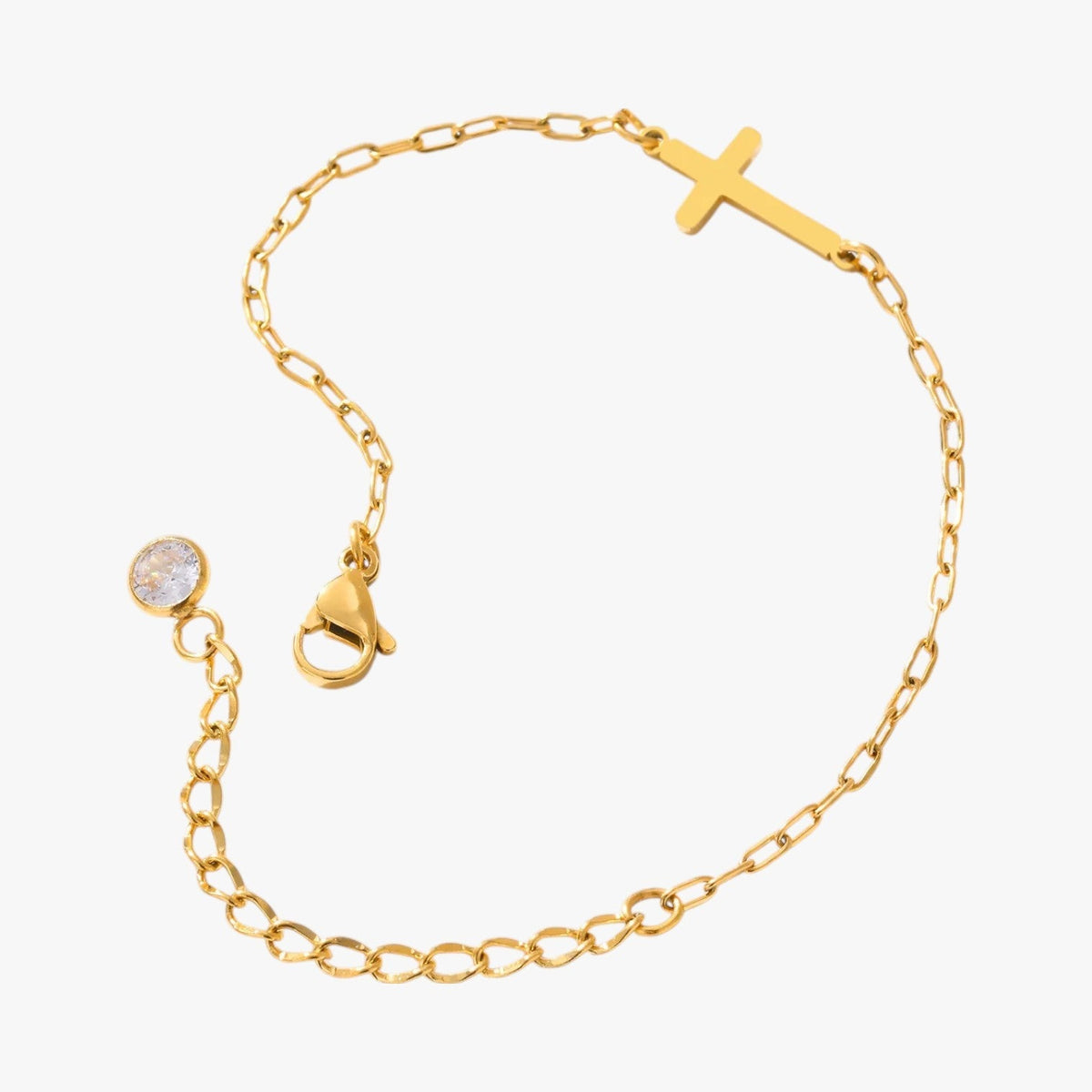 Water-Resistant Stainless Steel Bracelet with a Cross Charm
