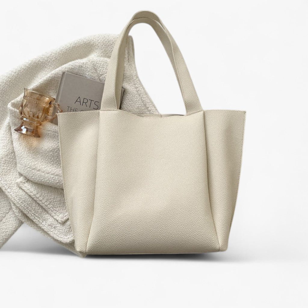 Vegan Leather Shoulder Tote with Magnetic Closure