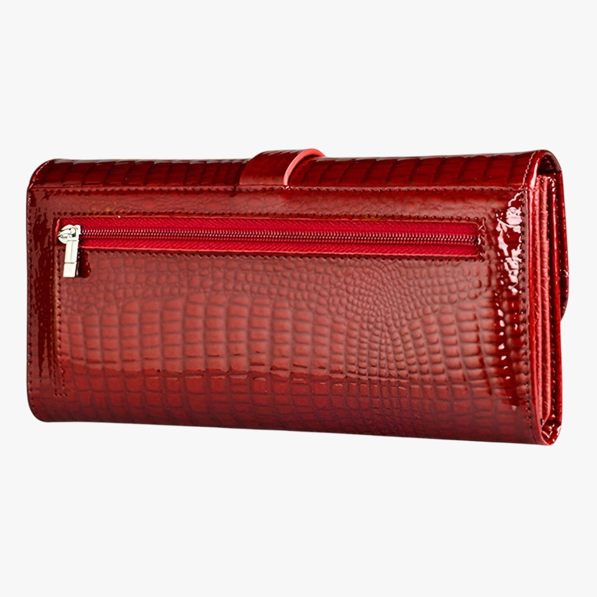 Glossy Faux Leather Clutch and Wallet Combo