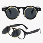 Retro Flip-Up Sunglasses with a Double Lens Design