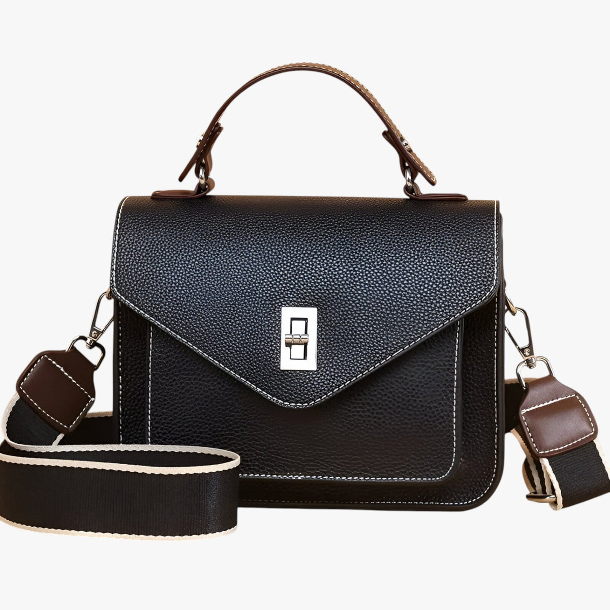 Faux Leather Handbag with Structured Silhouette