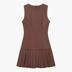 Vestido corto plisado con escote redondo