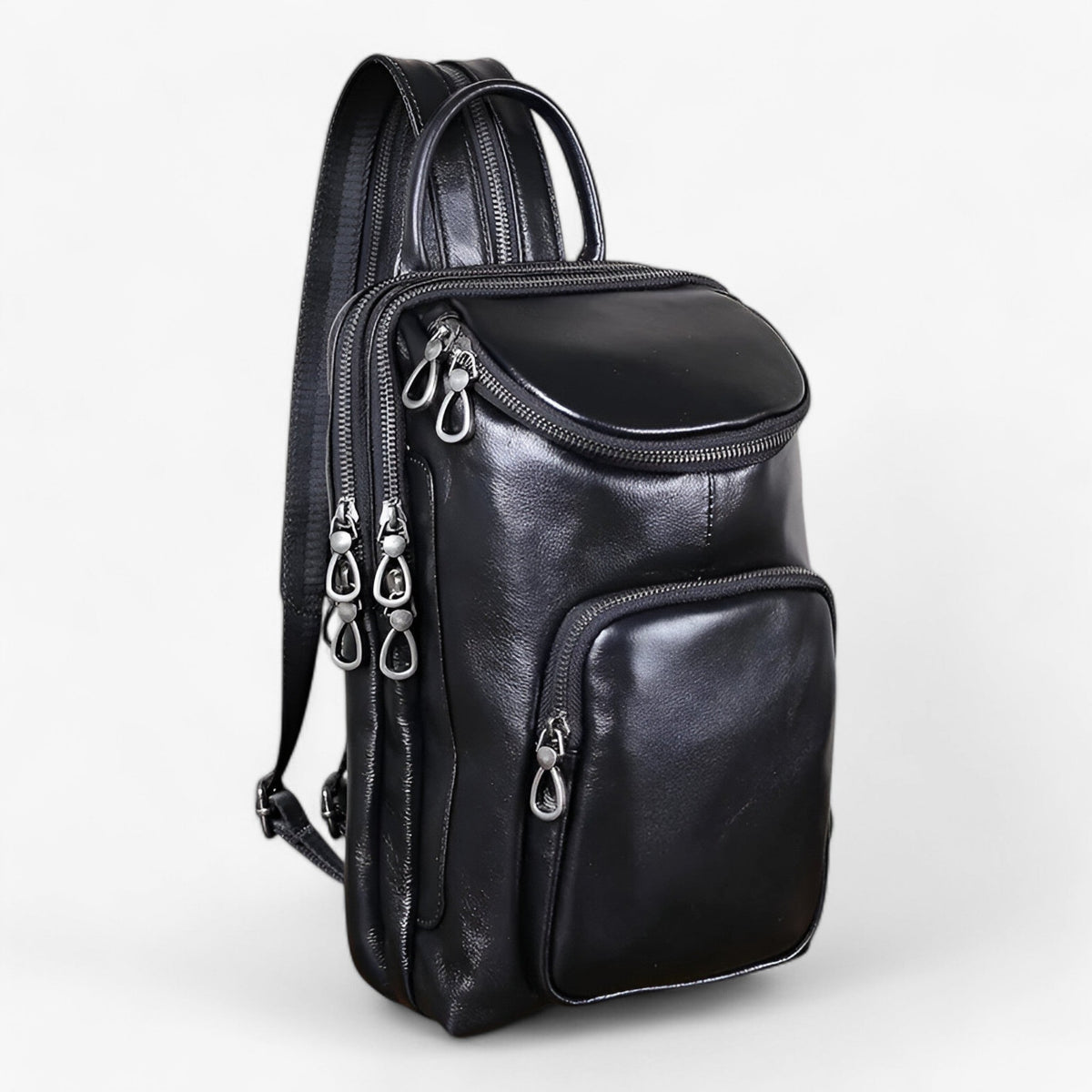 Convertible Faux Leather Chest Bag and Backpack