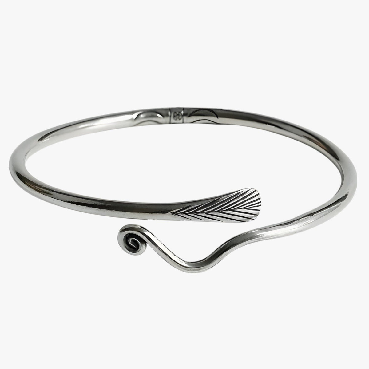 Silver-Tone Bracelet with Gold-Tone Feather Detail