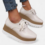 Lace Up Platform Derby Shoes with Square Toe
