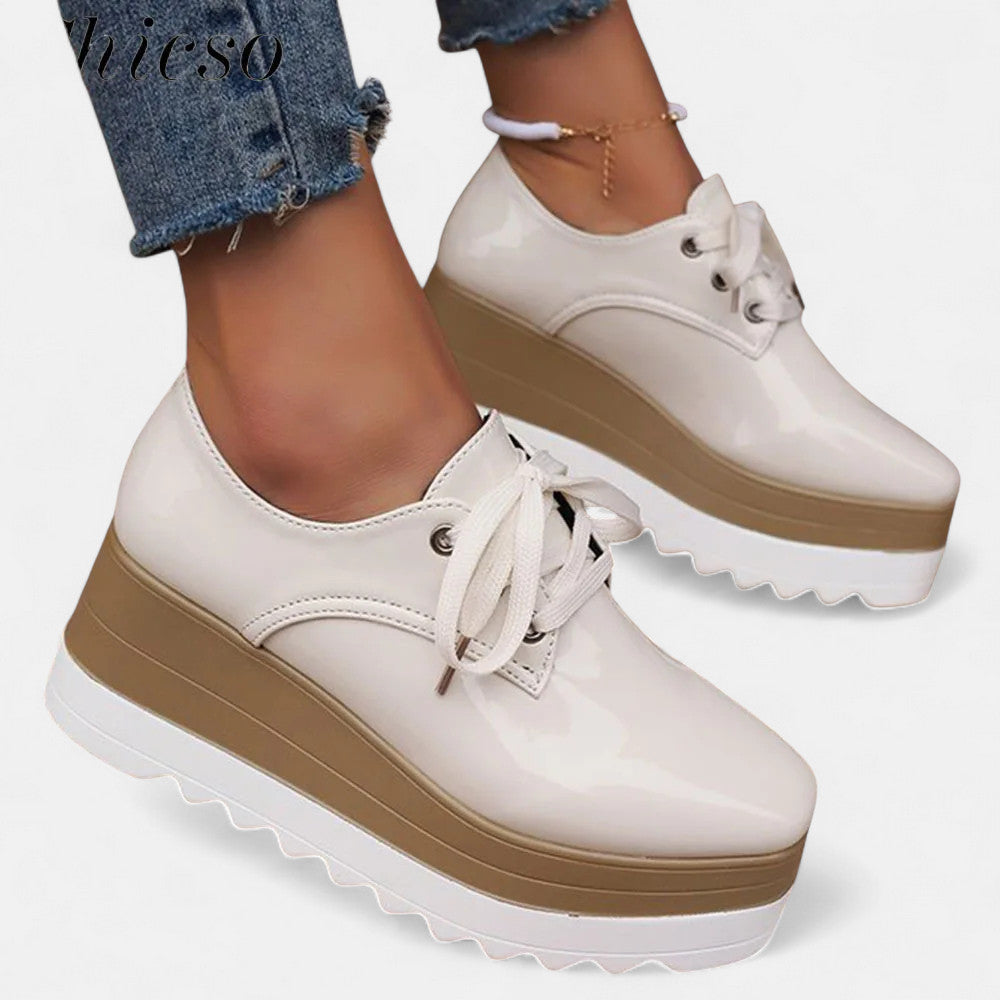 Lace Up Platform Derby Shoes with Square Toe