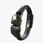 Natural Stone Bracelet with Braided Faux Leather Strap