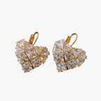 Heart-Shaped Zirconia Earrings in Gold or Silver Tone