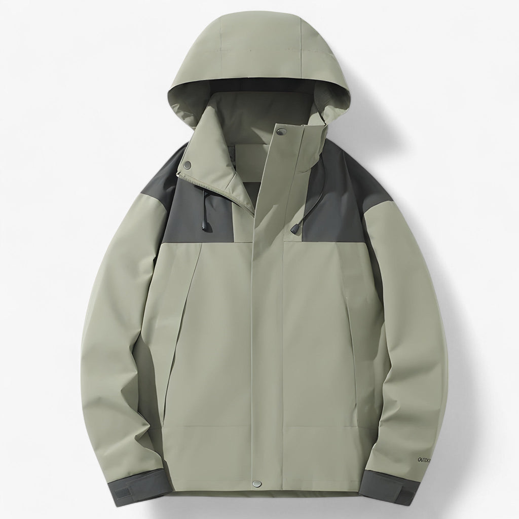Unisex Water-Resistant Outdoor Jacket with Adjustable Hood