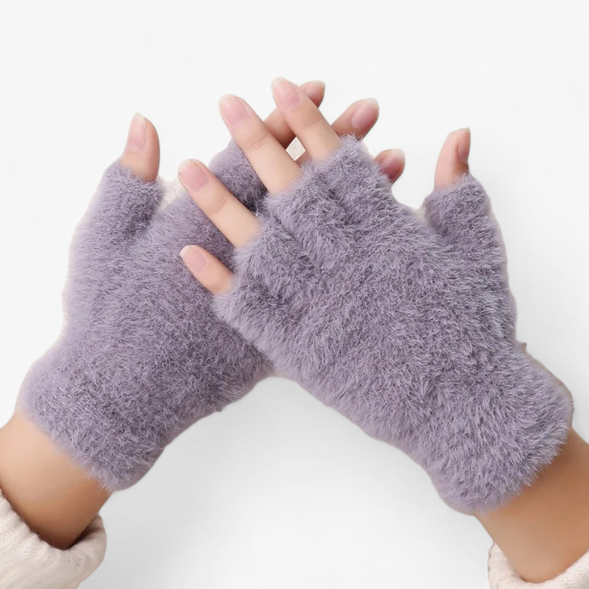 Half-Finger Faux Fur Gloves with Touchscreen Tips