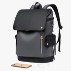 Water-Resistant PU Leather Laptop Backpack with USB Port