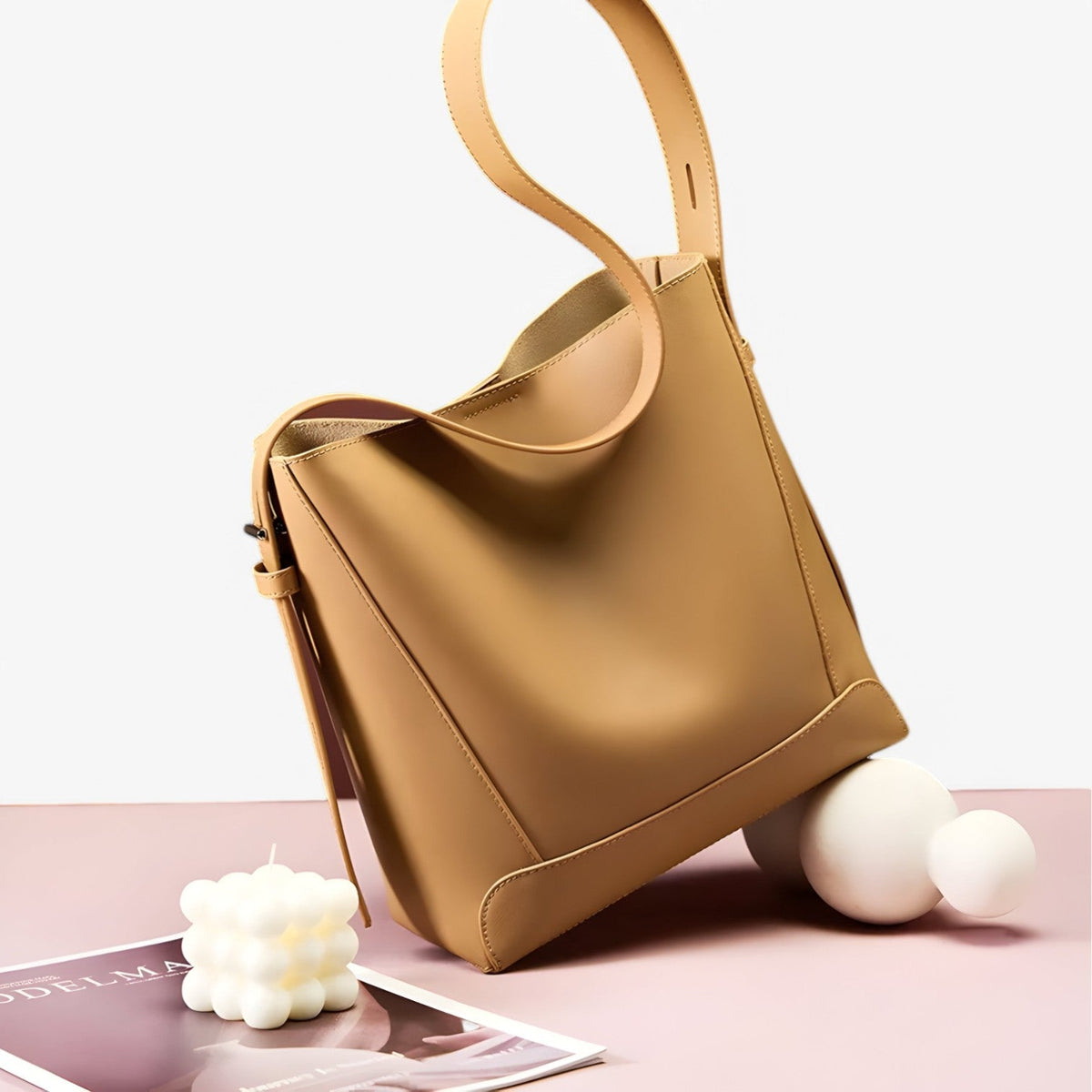Soft Faux Leather Shoulder Bag with Spacious Main Compartment