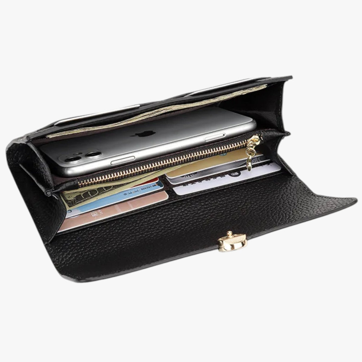 Structured Wallet with Long Clasp and Card Slots