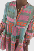 Tiered Boho Swing Dress with Flowing Cut