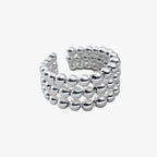 Handgjord geometrisk ring i tre lager i silverton