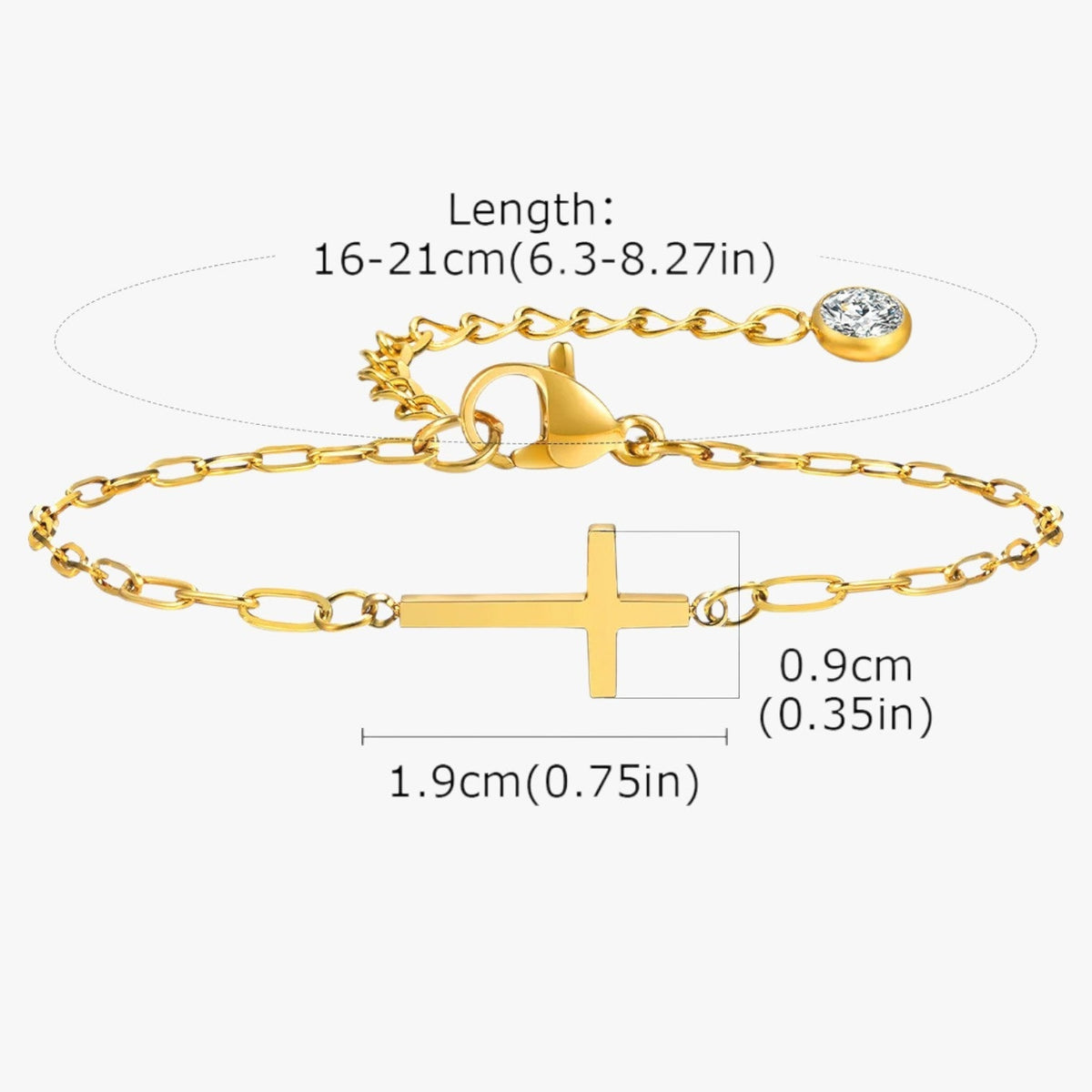 Water-Resistant Stainless Steel Bracelet with a Cross Charm
