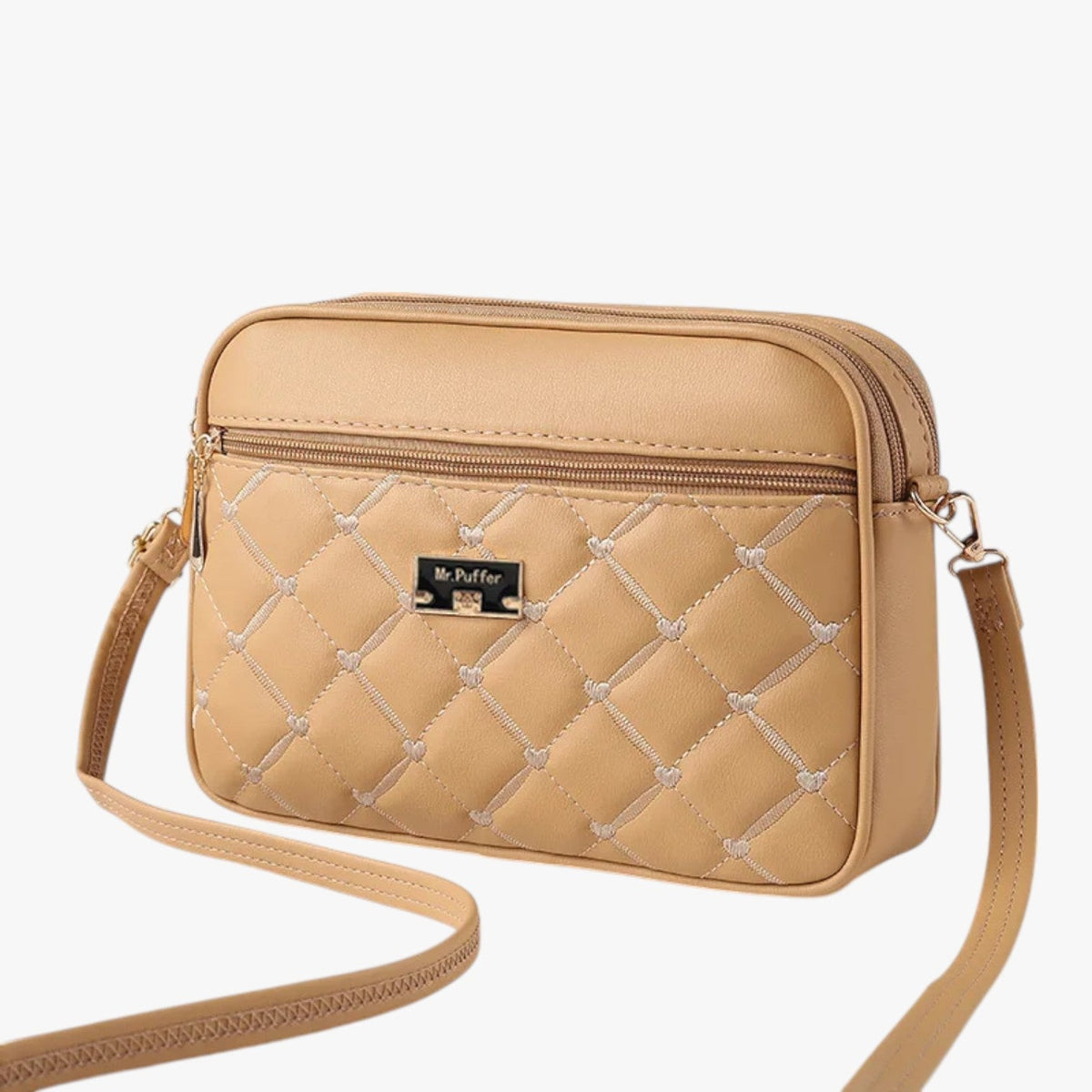 Small Quilted PU Shoulder Bag with Glossy Finish