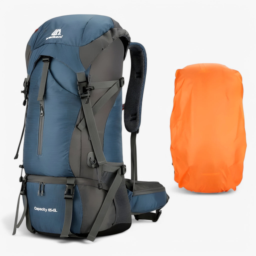 70L Nylon Hiking and Camping Backpack with Rain Cover