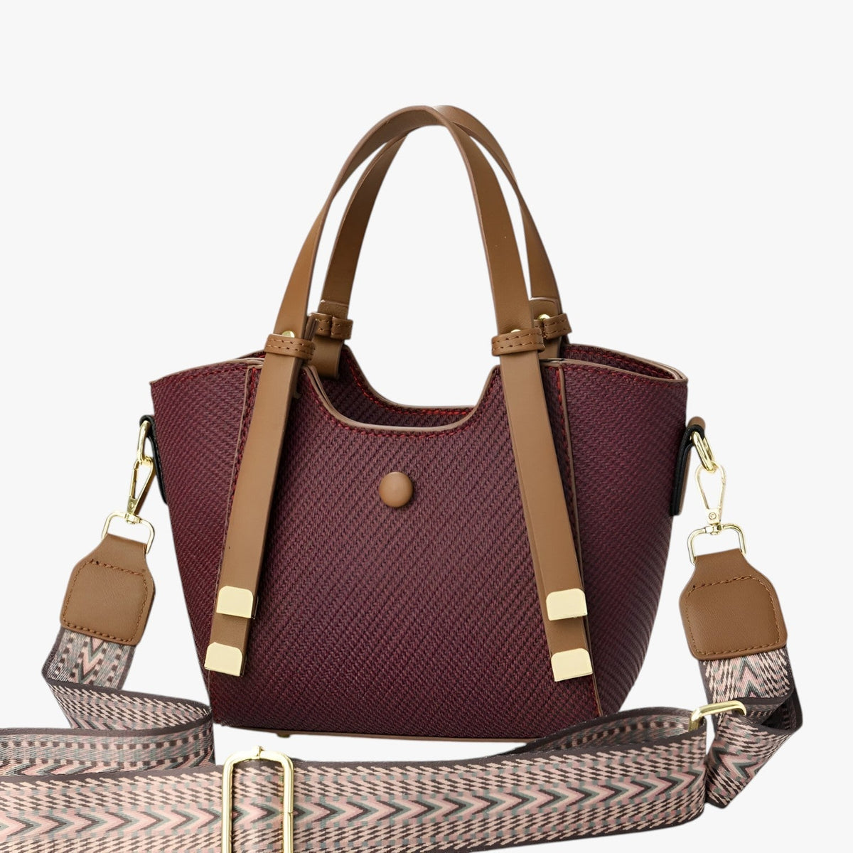 Eco-Leather Handbag with Reinforced Stitching and Compartments