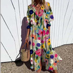 Tiered Floral Midi Dress with V Neckline