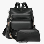 Faux Leather Backpack with Padded, Adjustable Shoulder Straps