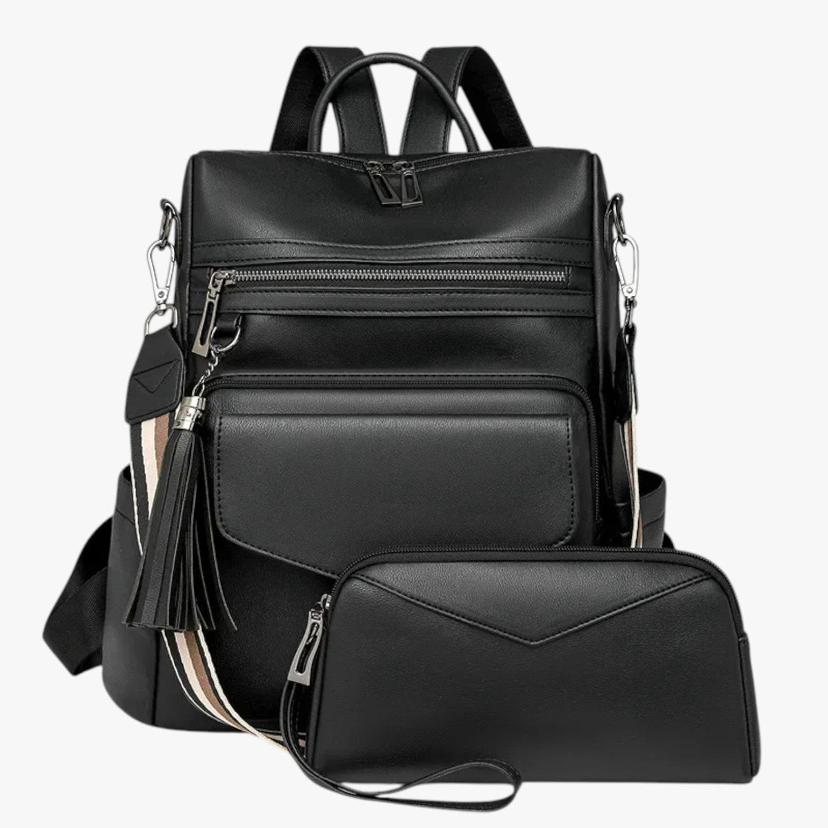 Faux Leather Backpack with Padded, Adjustable Shoulder Straps
