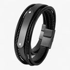 Personalised Braided Faux Leather Bracelet with Engraved Initial