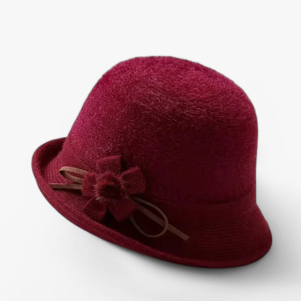 Bucket hat i ull med rosettdetalj i vintagestil