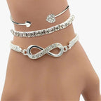 Lagerarmbandsset med hjärta och glittrande strass