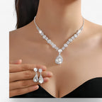 Rhinestone Drop Necklace and Earrings Bridal Set
