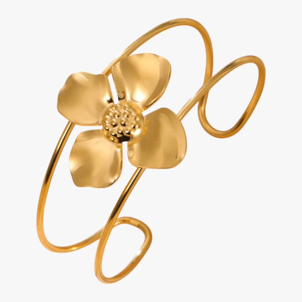Flower Bracelet in Gold or Silver Tone, Water-Resistant and Adjustable